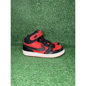 Nike Court Borough Mid 2 Youth Size 3Y Black Red Walking Shoes Comfort Sneakers